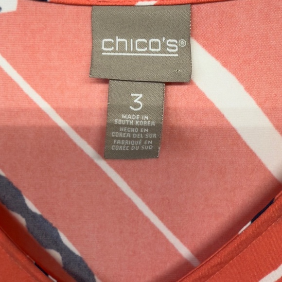 Chico's Orange Graphic 3/4 Sleeve Blouse - Picture 4 of 4